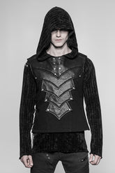 Black Sleeveless Faux Leather Detailed Men's Punk Vest